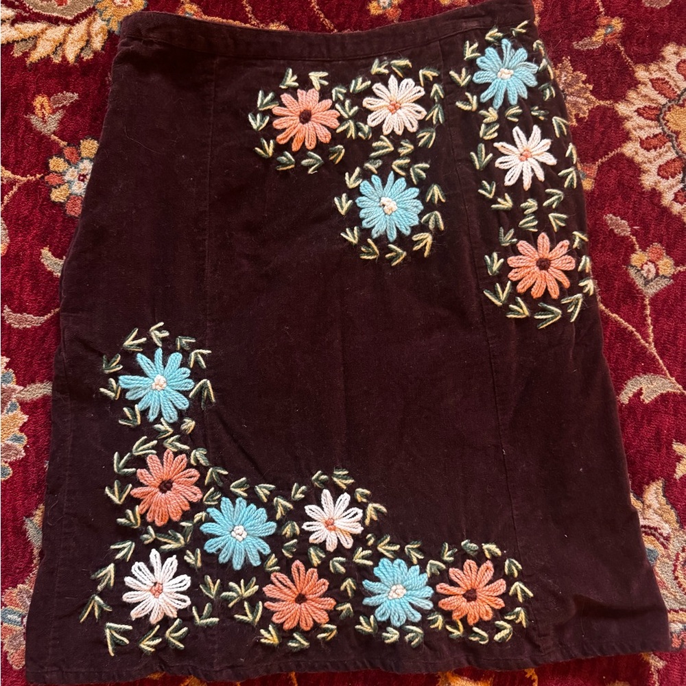 Persaman New York Black Skirt with Colorful Floral Design